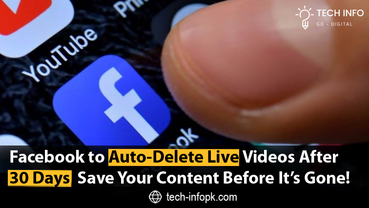 A screenshot of a Facebook Live notification informing users about the 30-day storage limit for live videos, with options to download, transfer, or convert them into Reels.