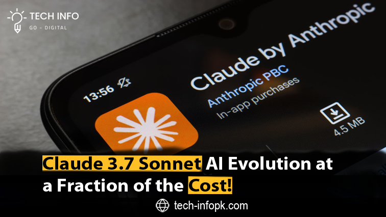 A futuristic AI-powered data center representing Anthropic’s latest AI model, Claude 3.7 Sonnet, with digital neural networks symbolizing advanced machine learning and cost-efficient training.