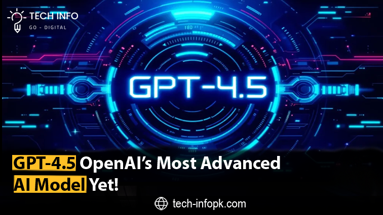 An illustration of OpenAI's latest AI model, GPT-4.5, showcasing its advanced capabilities and impact on artificial intelligence. The image highlights the AI's enhanced performance and growing influence in the tech industry.